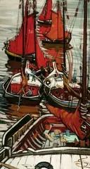Jesús Casaus, Velas Rojos [Red Sails], Oil on canvas