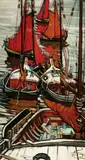 Jesús Casaus, Velas Rojos [Red Sails], Oil on canvas