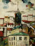 Élisée Maclet, Windmill on Hillside with Houses