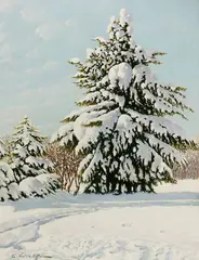 Constantin Westchiloff, Winter Landscape, Oil on canvas