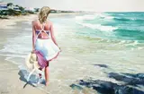 Howard Behrens, Girl on Beach, Oil on canvas