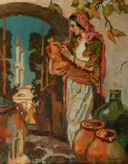 E. Steadman, Orientalist Beauty, Oil on board