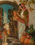 E. Steadman, Orientalist Beauty, Oil on board