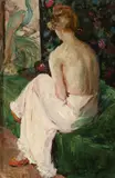 Sarah S Munroe, Lady with Peacock, Oil on board