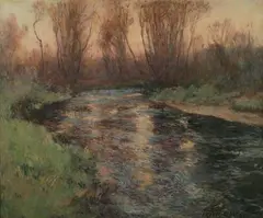 Fredric C. Ede, RIVERSIDE IN MORET-SUR-LOING (France], Oil on canvas