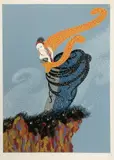 Romain de Tirtoff Erte, Lady on Windswept Cliff, Color lithograph