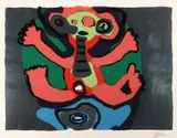Karel Appel, Boy Jumping on Blue Hat
