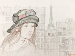 Anton Kumankov, Juliette from Paris, Color pencil on paper