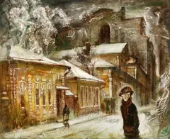 Yevgeny Kumankov, Winter Evening in Moscow, Oil on canvas