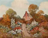 Ernest Fredericks, Flowering Landscape with House, Oil on canvas