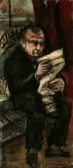 Suzanne S. Martyl, Man Reading, Oil on masonite