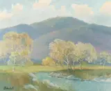 George Sanders Bickerstaff, Western Mountain Landscape, Oil on canvas