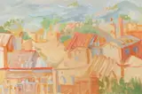 Mary Clark Holderness, Hilltown in Italy, Oil on canvas