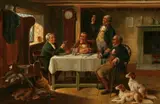 Alexander Austen, The Hunters Around a Table, Oil on canvas