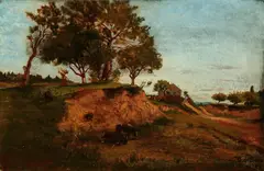 Francois B. de Blois, Landscape with Cows, Oil on canvas