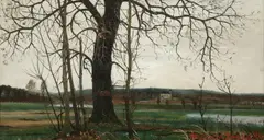 Wilhelm Hans Braun, View Through Trees, Oil on board