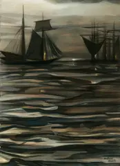 Auguste Matisse, Boats on Water, Chalk