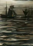 Auguste Matisse, Boats on Water, Chalk