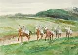 Diana Thorne, Horse Race, Watercolor