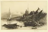 Stephen Parrish, Fishermans' Houses Cape Ann, Etching