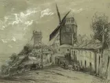 Marie-Abraham Rosalbin de Buncey, Moulin de la Balette, Charcoal on paper - sight size: 15 3/4 in. x 21 in