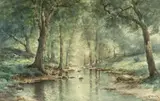 Charles F. Shuck, Wooded Brook, Watercolor - sight size: 12 3/4 in. x 20 in