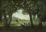 L. Ferreri, Cows Under the Trees, Oil on canvas