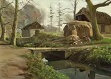 Harald Pryn, House by Brook, Oil on canvas