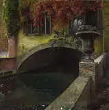 Peter Eichhorn, View Along Canal, Oil on canvas