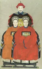 Untitled by Anonymous, Ancestor Portrait, ink and color on paper, black lacquer frame, sold Feb 2004