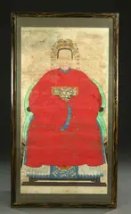 Untitled by Anonymous, ANCESTOR, ink and color on paper scroll, black lacquered wood frame, sold Mar 2004