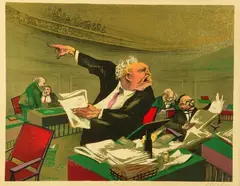 William Gropper, The Senator, 1945, Color lithograph