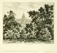 Benson Bond Moore, Five Etchings: the Capitol from Eckington, Each signed and titled in pencil - Largest:5 3/4 in. x 4 in. plate size