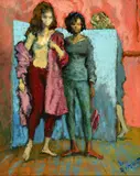 Louis A. Burnett, Three Women Dressing, Oil on canvas