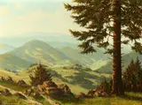 F. Schickedanz, View Across Mountaintops in Black Forest, Oil on canvas