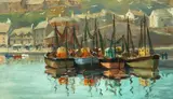 Kay Cathcart, Trawlers at Rest, Oil on masonite