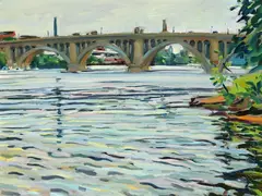 Michael Francis, Key Bridge Overcast, Oil on panel