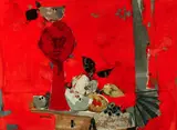 Andres Segovia, Still Life with Apples and Sculpture, Oil on masonite
