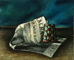 Giornale E Cappello by Mario Russo, Oil on canvas, sold Mar 2004