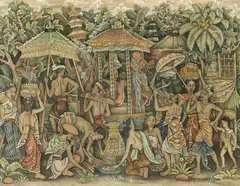 Gusti Putu Arca, Preparing for the Cremation, Oil on canvas