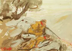 Edwin Willard Deming, Colonials **** British from Top of My Mountain, Watercolor