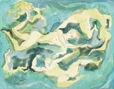 Emlen Etting, Nude Male and Female Figures, Watercolor on paper