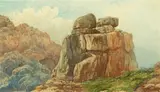 Theresa Thornycroft, Rocky Outcroppings on a Mountaintop, Watercolor on gouache
