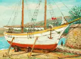 Alois Lecoque, Sailboat on Shore