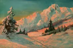 Ivan F. Choultse, Snowy Alpine Scene, Oil on canvas