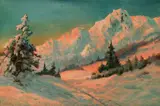Ivan F. Choultse, Snowy Alpine Scene, Oil on canvas