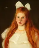 Roland Rood, Young Girl with Bow, Oil on canvas