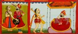Jodhpur School, Six Paintings from a Rajasthani Manuscript, Depicting a Love Story, watercolor on paper