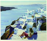 Howard Behrens, Overlooking the Harbor, Color serigraph