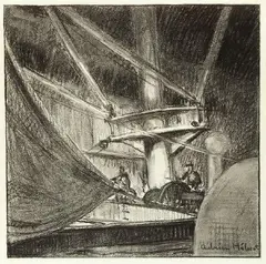 Adrien Hébert, By the Mast, Charcoal on paper